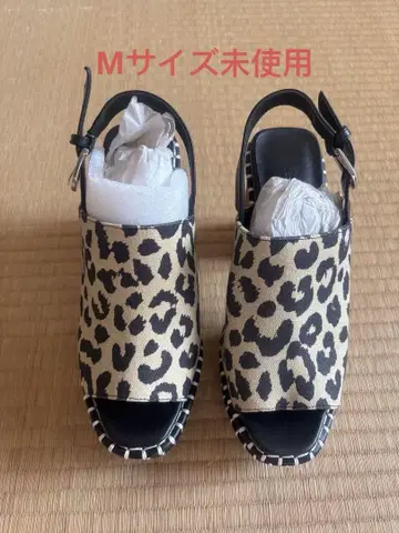 마우지 우드 밑창 캔버스 통굽 샌들 23cm 상당 M
