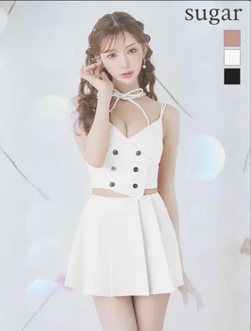 ROBE de FLEURS Glossy 화이트 미니 드레스