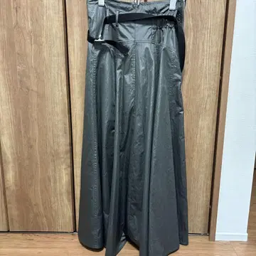 핏 앤 플레어 패널 롱 스커트 그레이