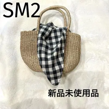 SM2 바스켓백 체크 무늬 스카프 포함 미사용 새상품