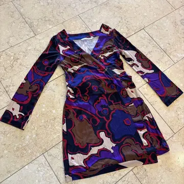 DIANE von FURSTENBERG 랩 드레스 꽃무늬 실크 100%