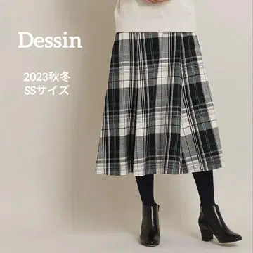 2023 가을/겨울 Dessin 플레어 스커트 체크 무늬 기모 XS 데셍
