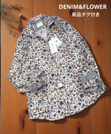 신상품 DENIM & FLOWER 보타니컬 코튼 셔츠 프리미엄 도비