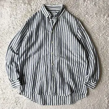 자라 컨디션 최상 ZARA 린넨 스트라이프 셔츠 XL 화이트 네이비