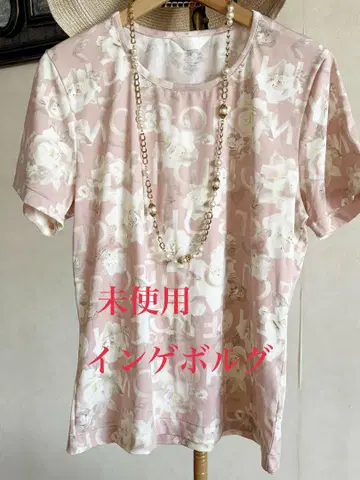 미사용 잉게보그 PINKHOUSE 부드러운 원단 로즈 패턴 티셔츠