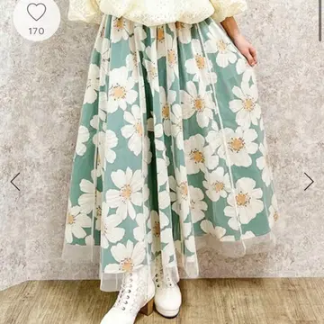 튤 레이어드 꽃무늬 스커트 택 포함 새상품