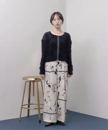 에이미 로우 아트 프린트 와이드 팬츠 루즈핏