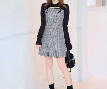 미셸 마카롱 michellMacaron 깅엄 체크 원피스