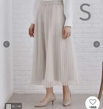 오파크 도트 클립 샤샤 스커트 플리츠 S 베이지 그레이