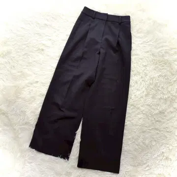 플라스테 슬랙스(M) 네이비 와이드 커브 두꺼운 원단 턱 스트레치