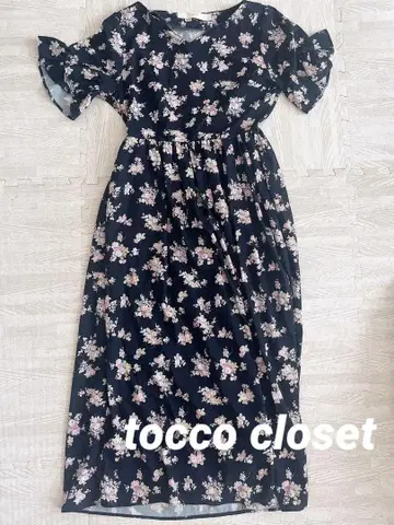 tocco closet 네이비 꽃무늬 롱 원피스