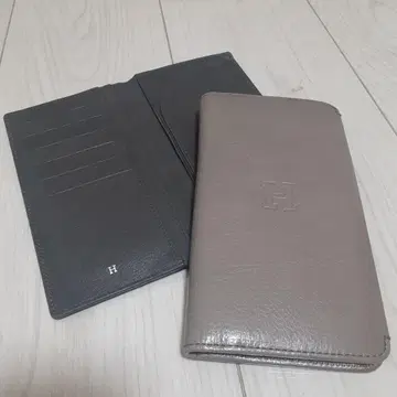 HIROFU 두겹 지갑 그레이 가죽