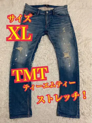 TMT 데님 청바지 스트레치 데미지 리페어 가공 일본제 XL