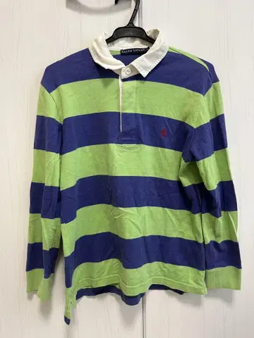 Ralph Lauren 청록색 스트라이프 폴로 셔츠 L 사이즈