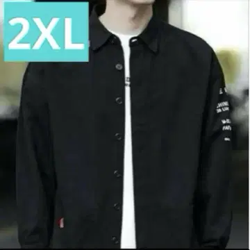 남성용 상의 셔츠 긴팔 긴팔 셔츠 2XL 블랙 계열 면 아우터