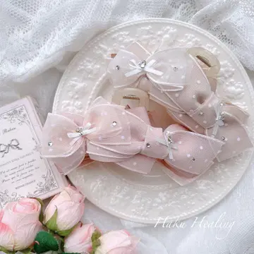 도트 리본 밴스 클립 12cm