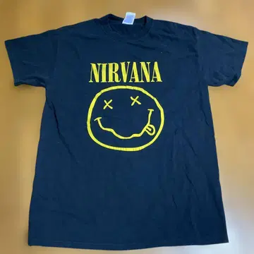NIRVANA 닐바나 클래식 디자인 반팔 티셔츠 구제 의류 블랙 M