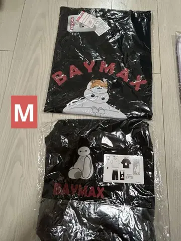 BAYMAX 베이맥스 반팔 티셔츠 M 블랙 하프 팬츠 새상품