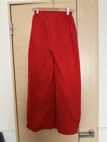 빨간색 와이드 팬츠 허리밴딩