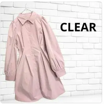 a1947 CLEAR 클리어/프론트 오픈 셔츠 원피스/긴팔 튜닉 핑크