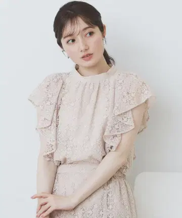 지오메 레이스 플레어 슬리브 블라우스/셋업 가능 L 사이즈