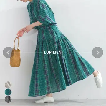 lupilien 루피리안 체크 개더 스커트 인도 면
