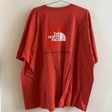 THE NORTH FACE XL 레드 티셔츠 아웃도어 백 프린트