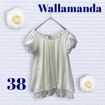 Wallamanda 반팔 블라우스 38 사이즈 화이트 안감 뒷면 버튼