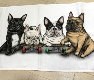 SHARES DESIGN 페이스 타월 프렌치 불독