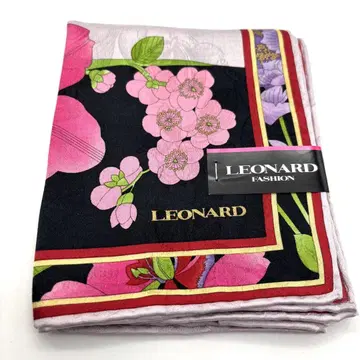 LEONARD 실크 혼방 대형 꽃무늬 손수건 일본제 택 포함