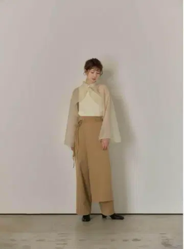 eaphi 벨트 리본 레이어드 래핑 팬츠