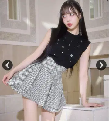 미셸 마카롱 깅엄 체크 스커트