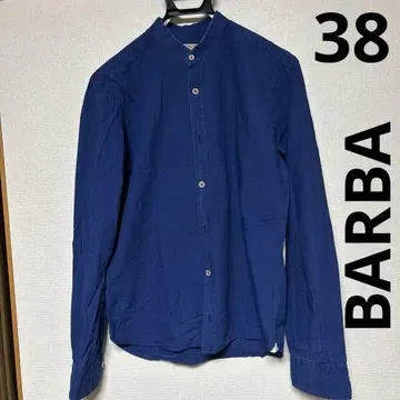 BARBA 노카라 긴팔 셔츠 군청색 38
