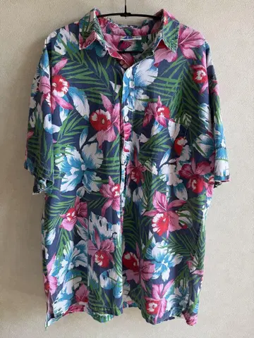 80년대 빈티지 Sears 올 패턴 반팔 알로하 셔츠