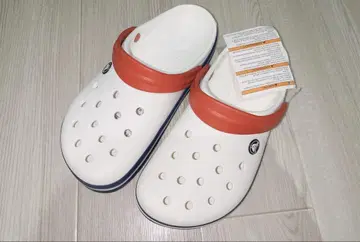 미사용 새상품 crocs 사보 크로그 샌들 화이트/레드/블루