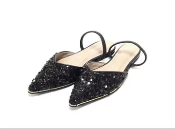 SESTO 세스토 비즈 장식 블랙 플랫 샌들 23.5cm