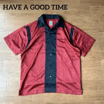 HAVE A GOOD TIME 오픈 카라 셔츠 L 사이즈 자수 로고