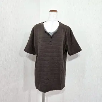 이토요카도 헨리넥 티셔츠 레이어드 스타일 (L) 브라운 카키
