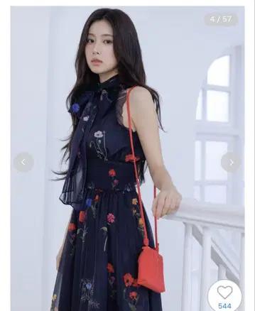 snidel 스나이델 백 리본 쉬폰 원피스