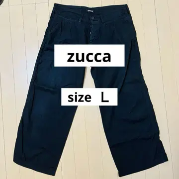 zucca 블랙 와이드 팬츠 면 100 L 사이즈 여름용
