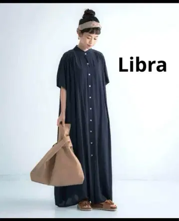 Libra 다크 네이비 반팔 셔츠 원피스