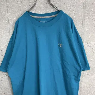 챔피온 자수 로고 블루 빅 사이즈 티셔츠 2XL