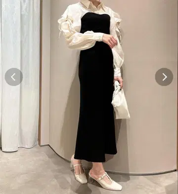dazzlin 오픈 프릴 리브 원피스 블랙