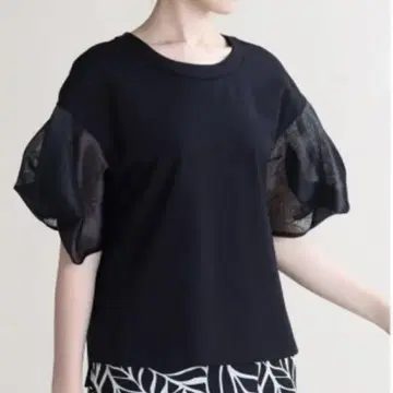 FENNEL 시어 퍼프 슬리브 티셔츠 블랙