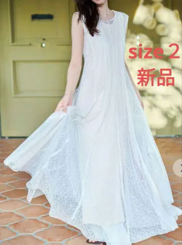 COCODEAL 레이어드 슬리브리스 레이스 원피스 아이보리 M