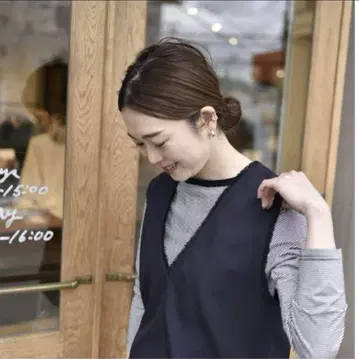 OURHOME 아워 홈 세탁 가능한 프린지 베스트 다크 네이비