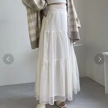 Heather 시어 티어드 롱 스커트
