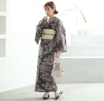 미사용 새상품 니코 앤티크 유카타 3개 세트 유카타 오비 일본 나막신