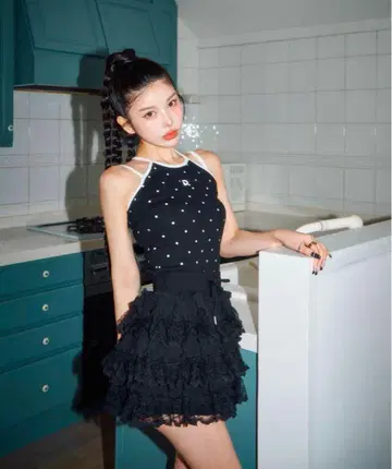 Darich 다리치 파이핑 도트 아메슬리 상의