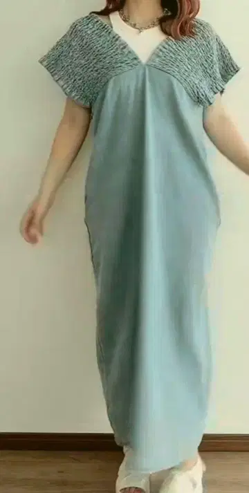 시마무라 셔링 데님 원피스 L 사이즈 중파랑
